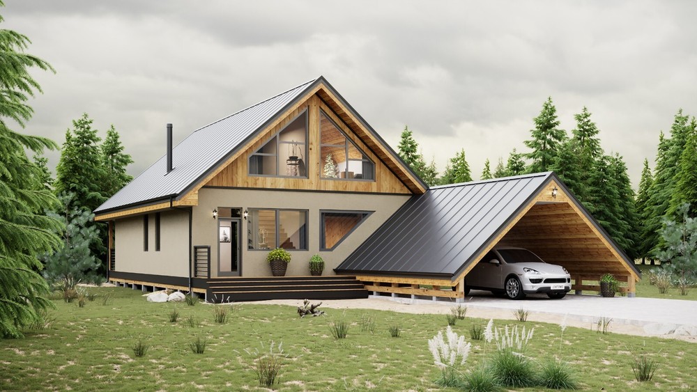 42’x70′ 2 Bed, 2 Bath A-Frame Cabin Architectural Build Plans PDF Download