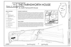 Mies van der Rohe modern design, Farnsworth House, architectural drawings