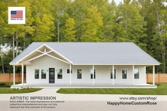 Luxury Farmhouse Barndominium – 64′ x 40′ House Plan Design – 2 Bed 2 Bath – Dra