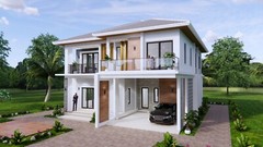 36×40 Feet Modern House Plan 11×12 Meter 4 Beds 4 Baths Hip Roof (A4 Hard Copy)