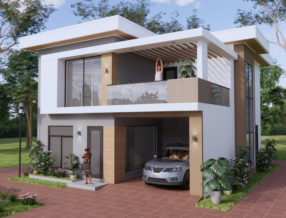 30×36 Ft House Plans 3d 9×11 Mt 4 Beds 4 Baths Hidden Roof CAD PDF &A4 Hard Copy