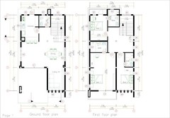 House Plans 7.5×13 Meter 25×43 Feet 3 Bed 4 Bath Terrace Roof PDF (A4 Hard Copy)