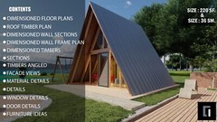 220SF Tiny House Cabin Plans – Blueprints – Modern, Bathroom and Loft