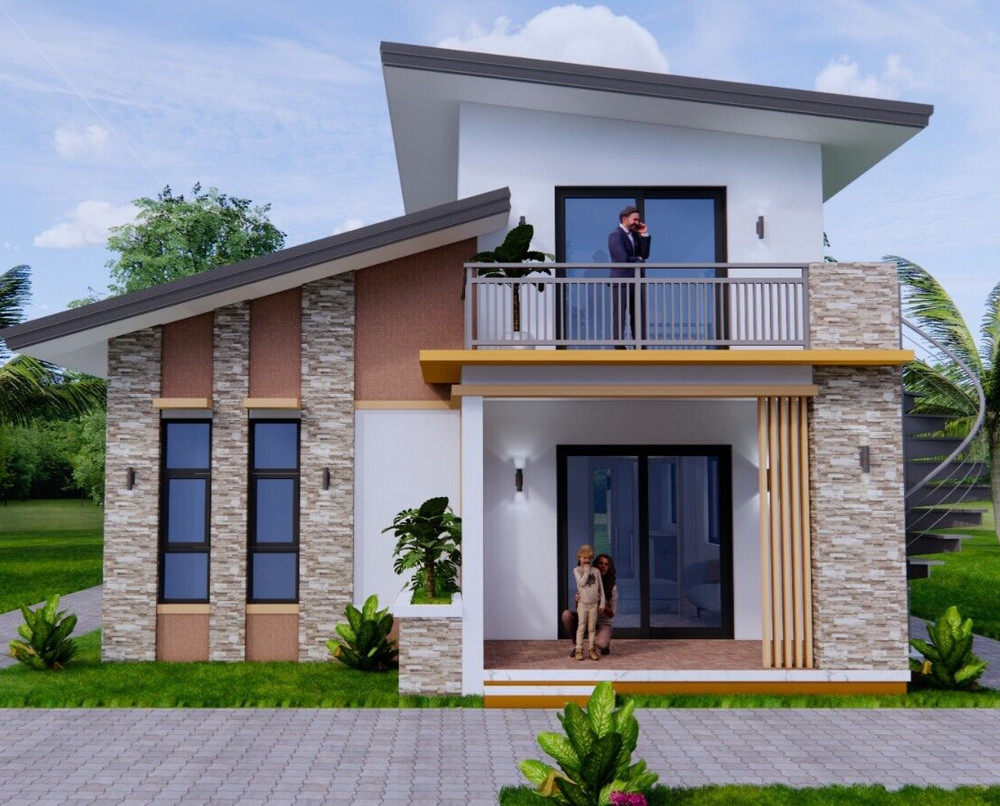 26×36 Small House Plan 8×11 Meter 2 Family House Design Shed Roof (A4 Hard Copy)