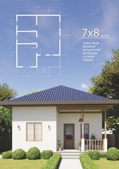 Small House 1 bedroom 7 x 8 M Home Building Plan