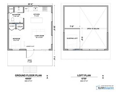 20×20 Lean Modern Cottage Custom Architectural Plans 400SF – PDF Download