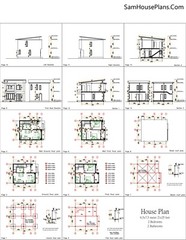 21×25 Feet Small House Plan 6.5×7.5 Meter 2 Beds 2 Bath Shed Roof (A4 Hard Copy)