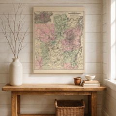 New York Wilderness & Adirondacks Antique Map Vintage Upstate Travel Wall Art