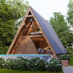 A-Framed Cabin House With Pool | PDF and AutoCAD File For BluePrint Plans