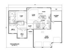 1677 Sq.Ft. Ranch house plans – 5 Bed, 3 Bath, 3 Garage, Covered Deck – PDF ONLY