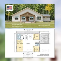 Grand Gable Barndominium Farmhouse – 70′ x 40′ House Plan Design – 3 Bed 2 Bath