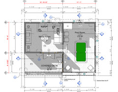 Tiny House ADU working s 2 Room Layout, (400SF) Covered Deck, PDF+ CAD File