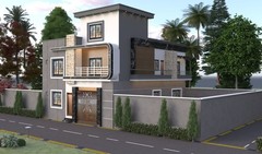 Modern House Design with Front Elevation Architectural Dwg (35×45) 3d View