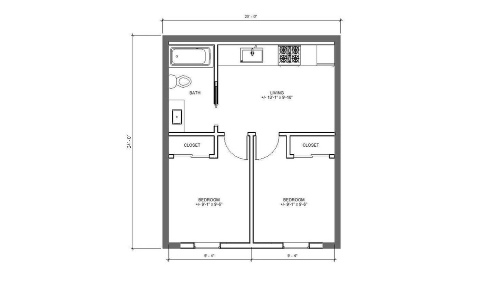 Modern Garage ADU Renovation 2 bed 1 bath (24’x20′) 480 SF – Affordable Custom H