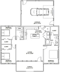 46×30 House — 3 Bedroom 2 Bath — PDF Floor Plan — 1,338 sq ft — Model 2C