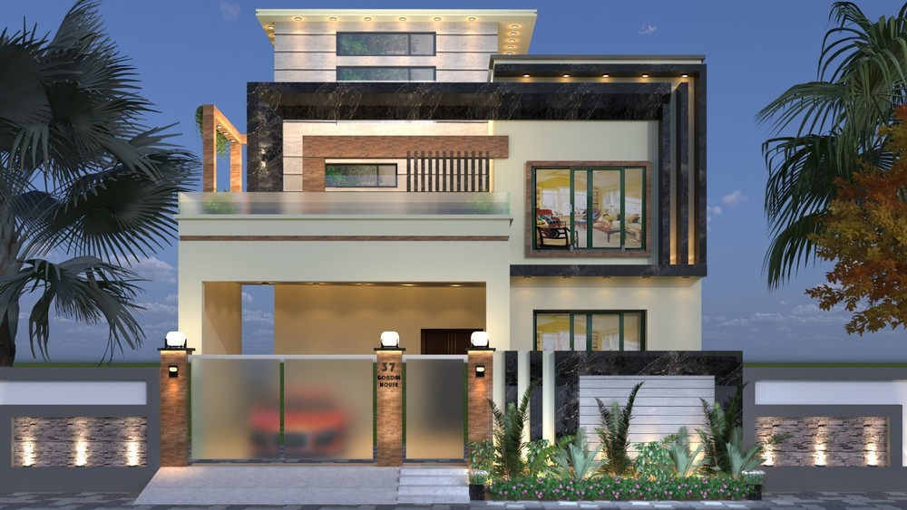 Modern House Plan Double Storey 35×65 complete set Front Elevation House Pdf,Dwg