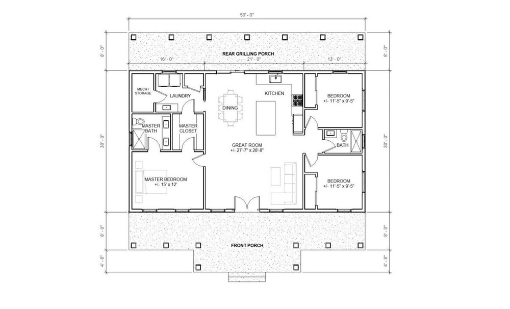 Oak Springs Custom House Design – Modern Farmhouse 3 Bed/2 Bath 1500 Square Feet