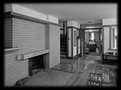 Frank Lloyd Wright Prairie Home, brick, 4 bedrooms, modern house PRINTED PLANS