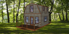 Small Cabin 16ft x 16ft 2 floors Gambrel Roof Build plans, lumber list -PDF