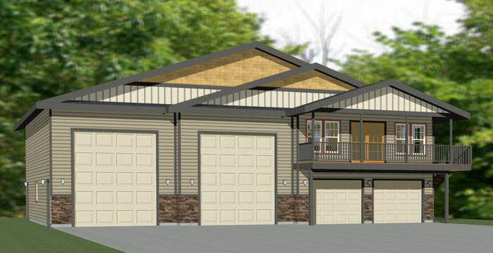 60×50 Apartment with 2-Car 2-RV Garage – PDF FloorPlan – 1,648 sqft – Model 2
