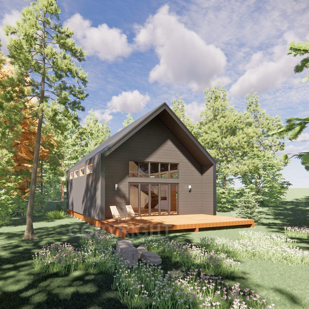 Modern Vacation Cabin Loft 30′ x 30′ Open Plan Cabin / Design Blueprint House Co