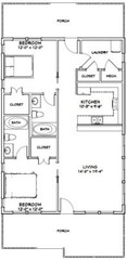 28×40 House — 2 Bedroom 2 Bath — PDF Floor Plan — 1,120 sq ft — Model 2
