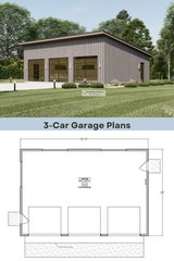 Modern 3 Car Garage Plans-Triple Garage Design Blueprints