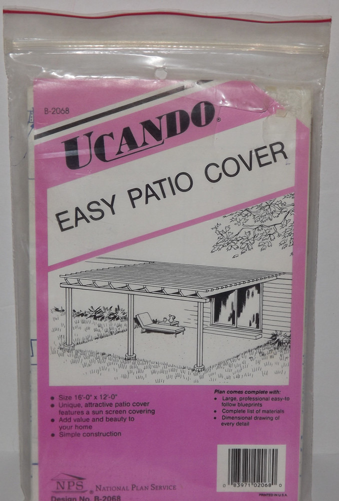 Ucando Easy Patio Cover Plans B2068 New In Package