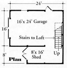 One-Bay Car Barn Plans with Lofts – 3 Different Sets of Pole-Barn Plans (G1)