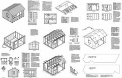 10′ x 12′ Utility Garden Saltbox Style Shed Plans / Blueprints, Design # 71012