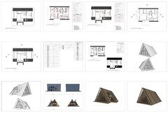 64’x50’ 2-Beds 3-Baths Charming A-Frame Architectural Plans CAD FILES Download