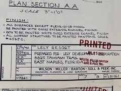 Vintage Lot of 3 Blueprints for Lely Resort East Naples Florida architecture