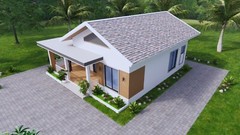20×30 Small House Plan 6×9 Meter 2 Bed 1 Bath Gable Roof (PDF &A4 Hard Copy)