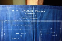 Antique Lal Bagh Palace Indore Architectural Plan & Lay-Out First Floor 1926 Old