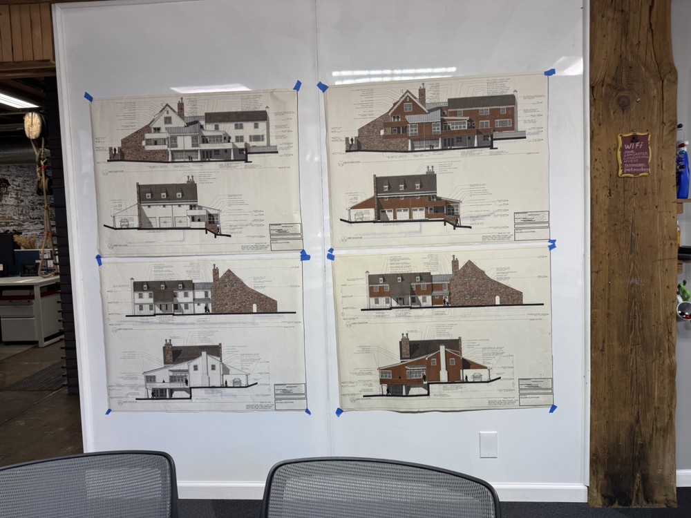 Architectural Renderings 4 Sheets Hand-Colored Elevations 30×42 Design Drawings