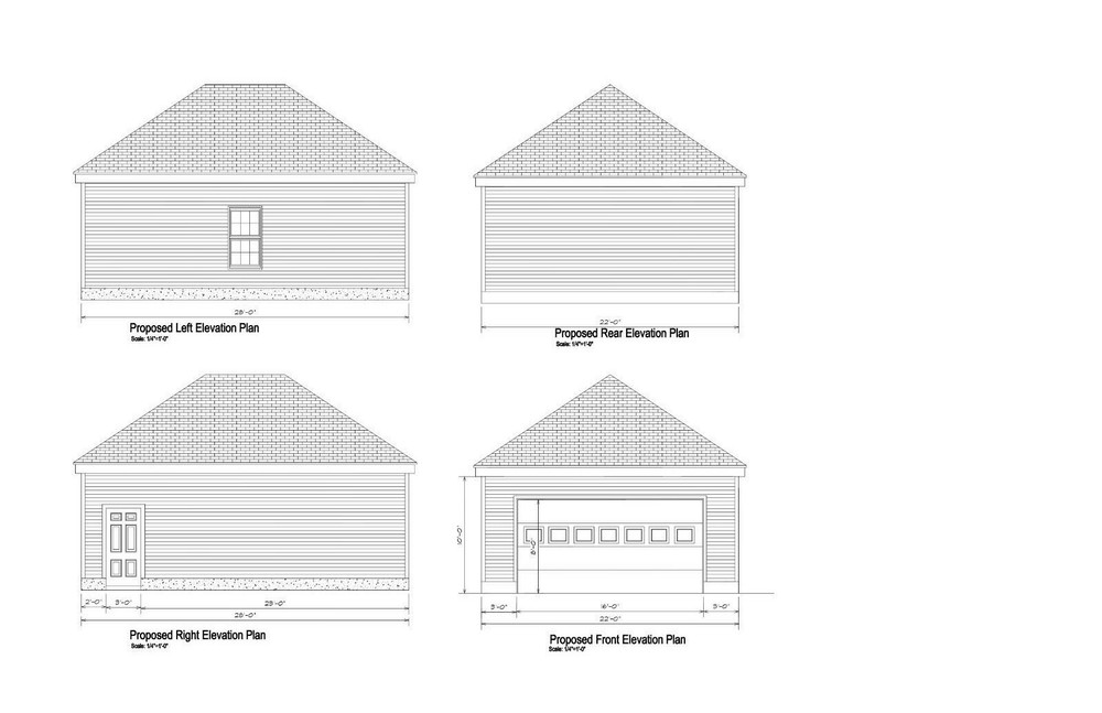 22’X28′ HIP ROOF GARAGE PLANS 22’X28′ TWO CAR GARAGE 19-2228HIP-7 w/ mat’l list