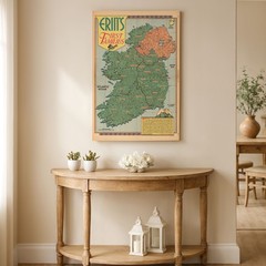 Erin’s First Families Ireland Vintage Genealogy Map Irish Surnames Illustration