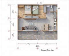 30×27 Feet Small House 9×8 Meter 2 Beds 1 Bath Shed Roof PDF, Cad &A4 Hard Copy