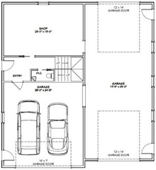 44×48 Apartment with 2-Car 1-RV Garage – PDF FloorPlan – 1,648 sqft – Model 1