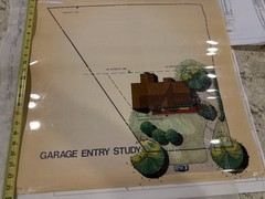 Architectural Garage Entry Study Rendering Hand Colored Site Plan 24×30