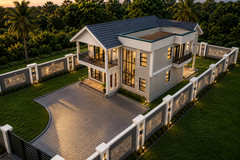 Modern 4 Bedroom House plan (Hybrid Roof Design)