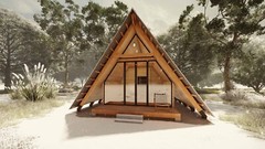 27’-6’’ x 14’-0’’ MODERN A–FRAME CABIN HOUSE PLAN PDF & 3D IMAGES