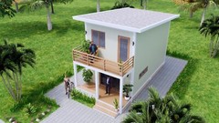 13×23 Feet Small House Design 4×7 Meter 2 Beds 1 Bath Shed Roof (A4 Hard Copy)