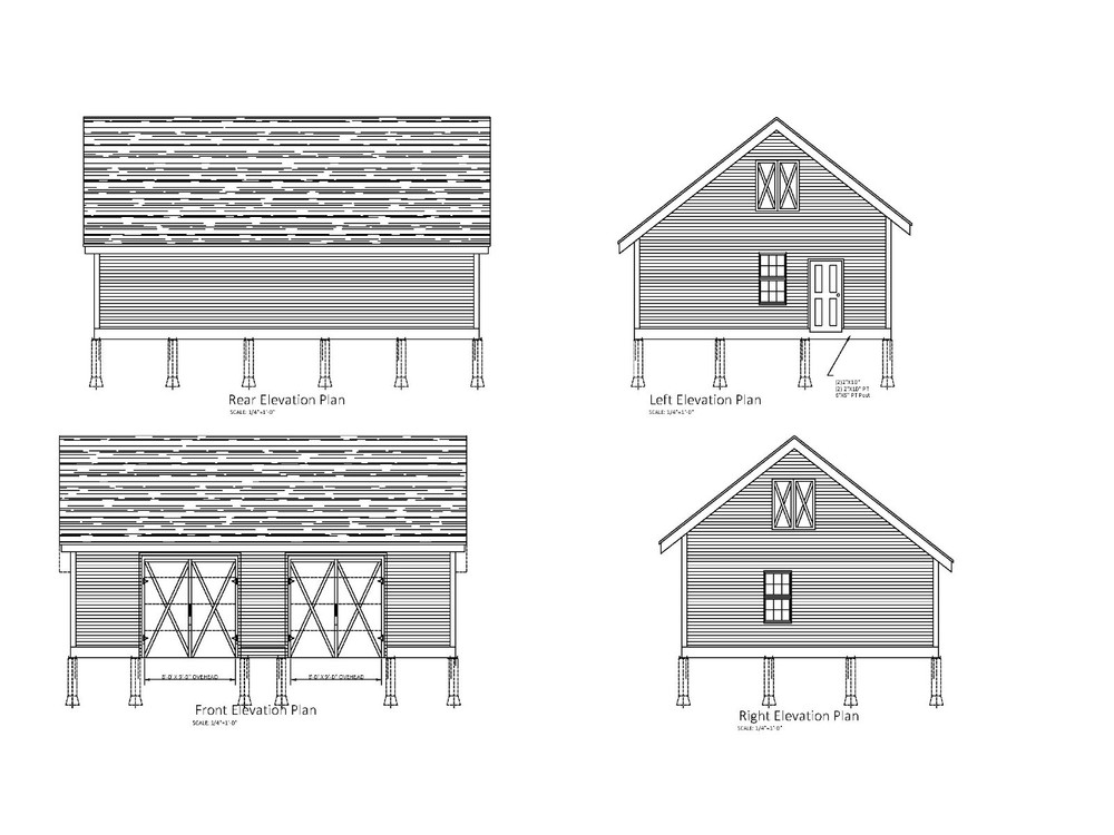24’X36′- 36’X24′ GARAGE PLANS SALT BO ROOF SALT BOX GARAGE PLANS 23-2436-SB-11