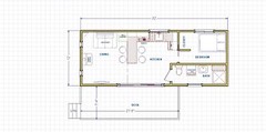 Tiny House Plans 384 sq.ft. outdoor deck FREE SHIPPING
