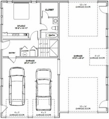 44×48 Apartment with 2-Car 1-RV Garage – PDF FloorPlan – 1,645 sqft – Model 5S
