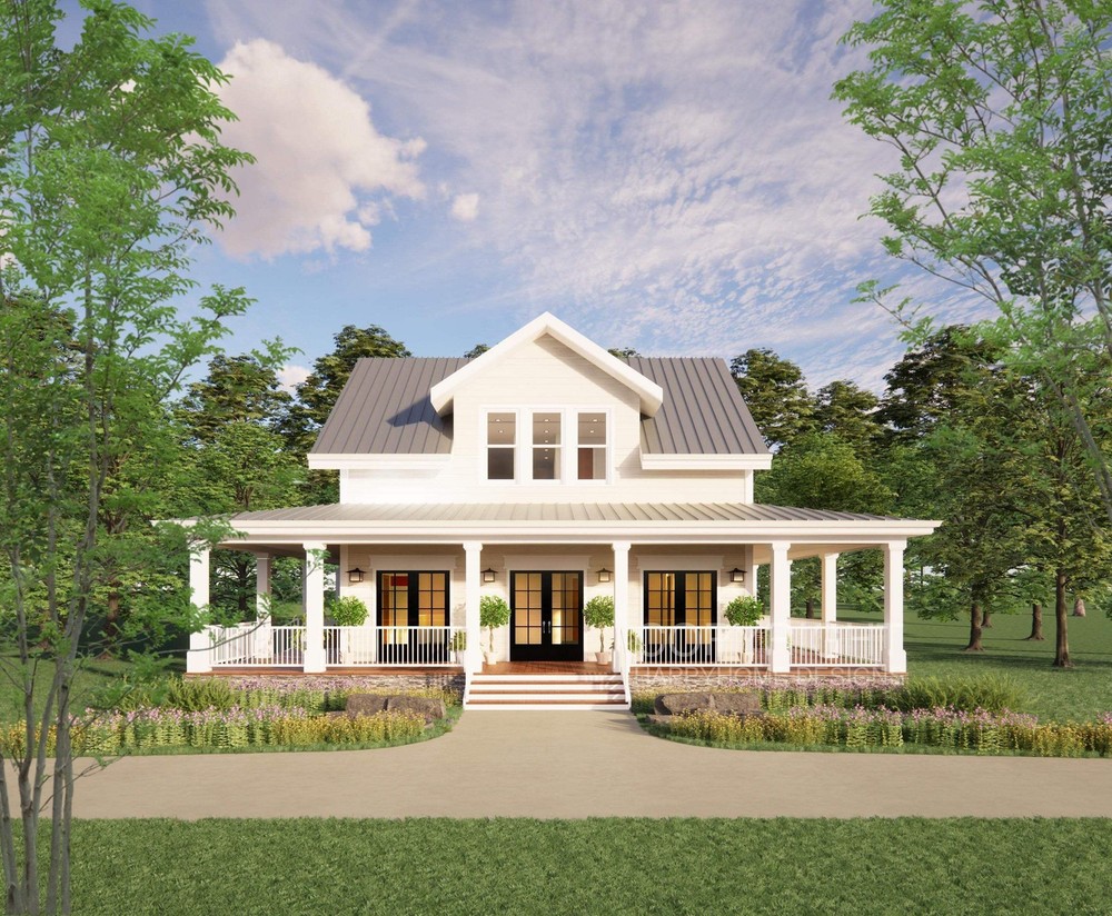 The Cottage Farmhouse Plan 3 bed 3.5 bath (51’x48′) Custom House Plans and Bluep