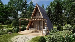22’x38’ 2 Beds, 1 Bath Small A-Frame Cabin Architectural Build Plans PDF.