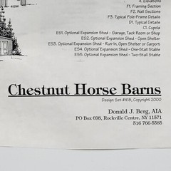 Chestnut Horse Barns – Complete Set of Plans 20X24 Pole Barn Building & Options