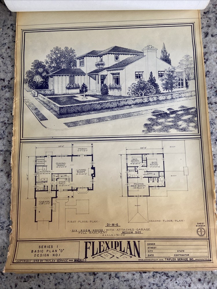 Lot Of 27- 1948 Home Plan Blueprints TRIFLEX Service Washington DC Plan Roll Set